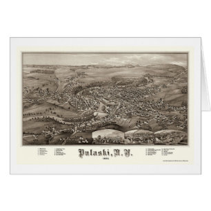 Pulaski panorama- karta för NY - 1885 Hälsningskort