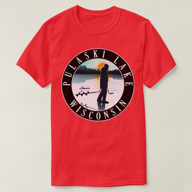 Pulaski Sjö Wisconsin Ice Fishing T Shirt (Design framsida)