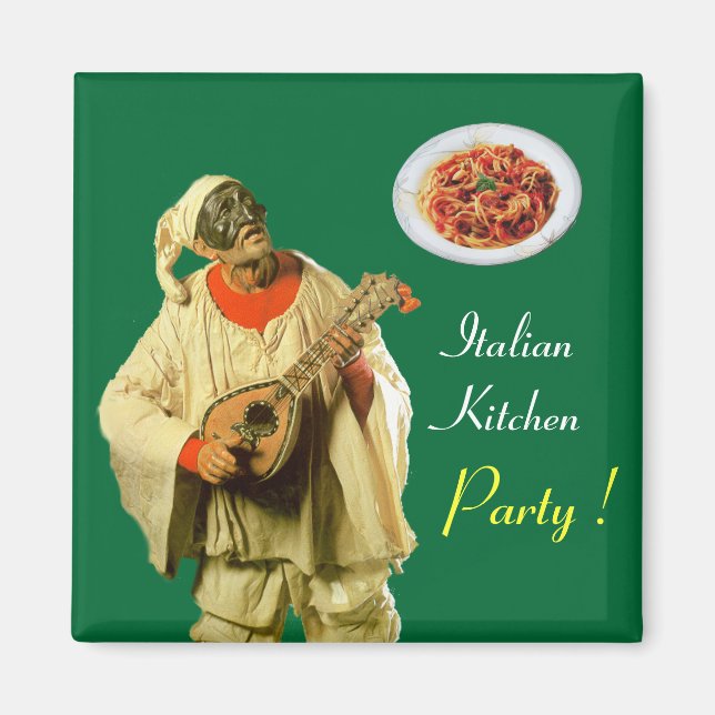 PULCINELLA ITALIAN KITCHEN PARTY, grönt Magnet (Framsidan)