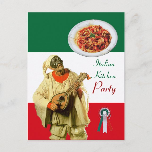PULCINELLA ITALIAN KITCHEN PARTY Red Grönt Recipe Vykort (Framsida)