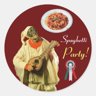 PULCINELLA ITALIAN KITCHEN PARTY Red Grönt White Runt Klistermärke