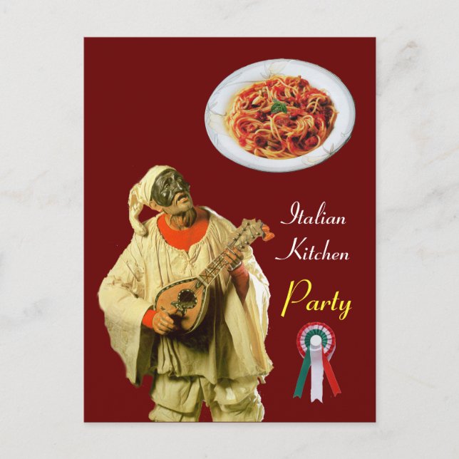 PULCINELLA ITALIAN KITCHEN PARTY red Recipe Vykort (Framsida)