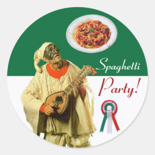 PULCINELLA ITALIAN KITCHEN PARTY röd svart svart Runt Klistermärke