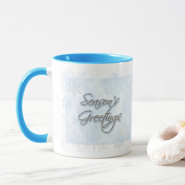 Pulder Blue Snowflake Season Greetings Mugg (Med munk)
