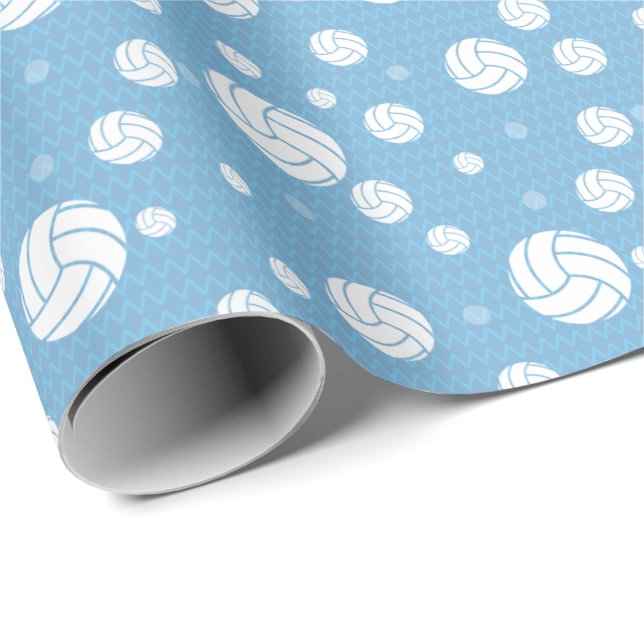 Pulder Blue Volleyball Chevron Patterned Presentpapper (Rullad Hörn)