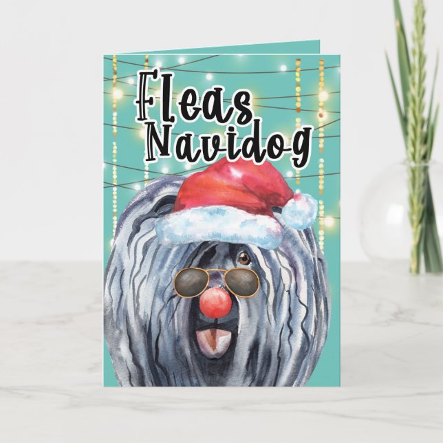 Puli-hund i ljus loppas navidog kort (Framsida)
