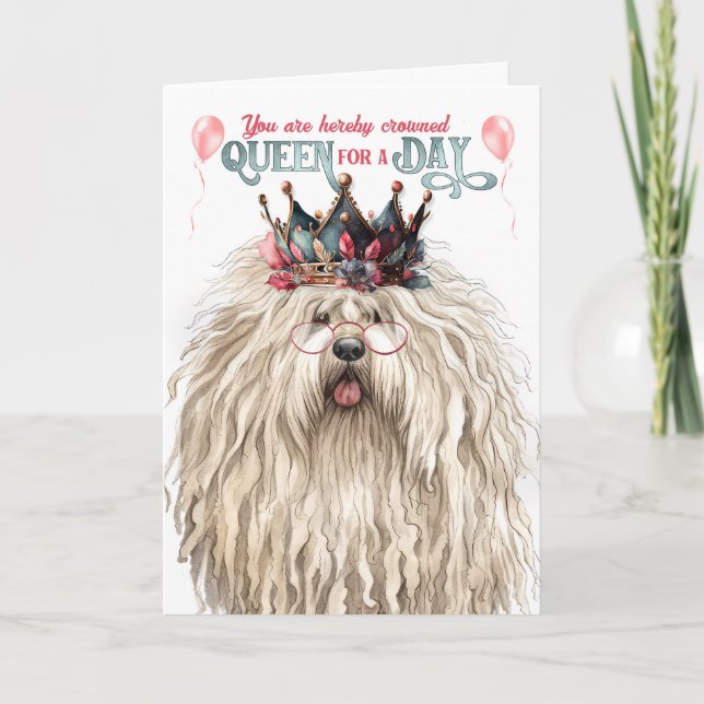 Puli Hund Queen for Day Funny Birthday Kort (Framsida)
