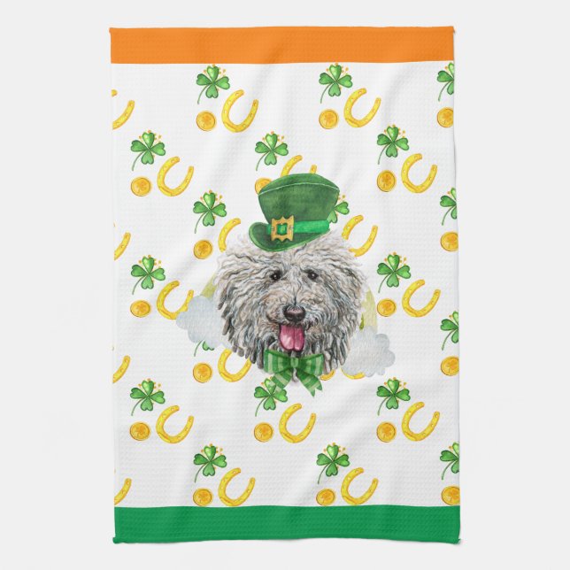 Puli Hund Semester Hem Dekor St Patricks Day Kökshandduk (Vertikal)