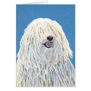 Puli målning - gullig original- hundkonst hälsningskort