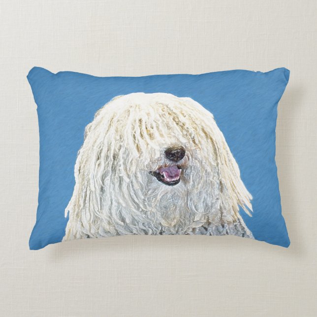 Puli målning - gullig original- hundkonst prydnadskudde (Framsidan)