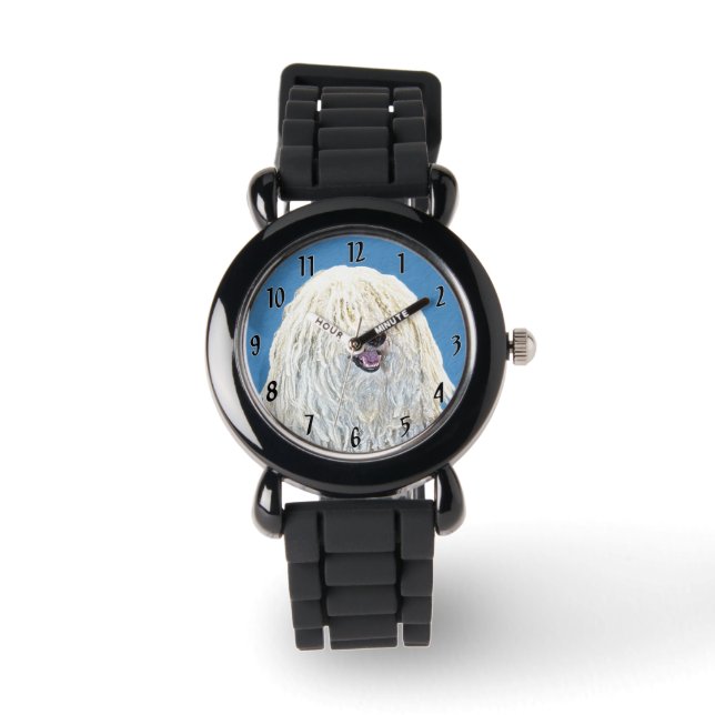 Puli Painting - Cute Original Hund Art Armbandsur (Framsida)