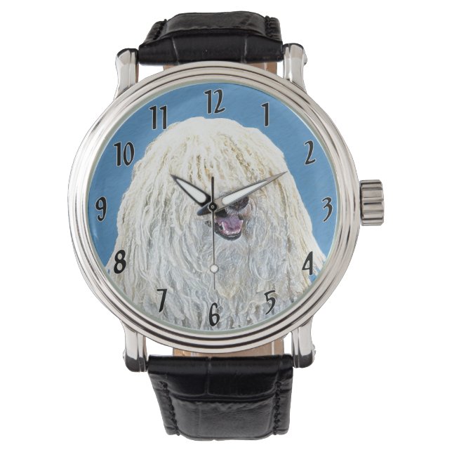 Puli Painting - Cute Original Hund Art Armbandsur (Framsida)