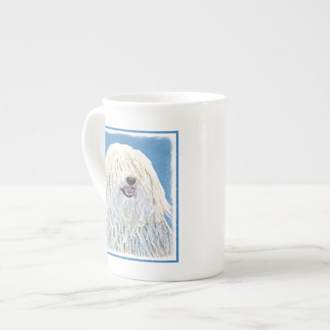 Puli Painting - Cute Original Hund Art Benporslin Mugg (Framsida vänster)