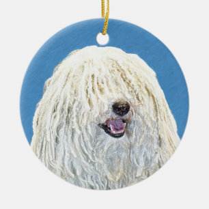 Puli Painting - Cute Original Hund Art Julgransprydnad Keramik