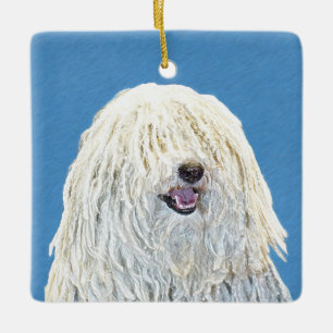 Puli Painting - Cute Original Hund Art Julgransprydnad Keramik