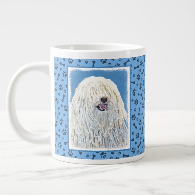 Puli Painting - Cute Original Hund Art Jumbo Mugg (Vänster)