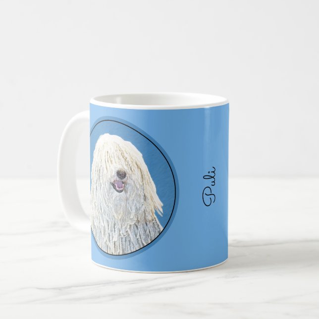 Puli Painting - Cute Original Hund Art Kaffemugg (Framsida vänster)