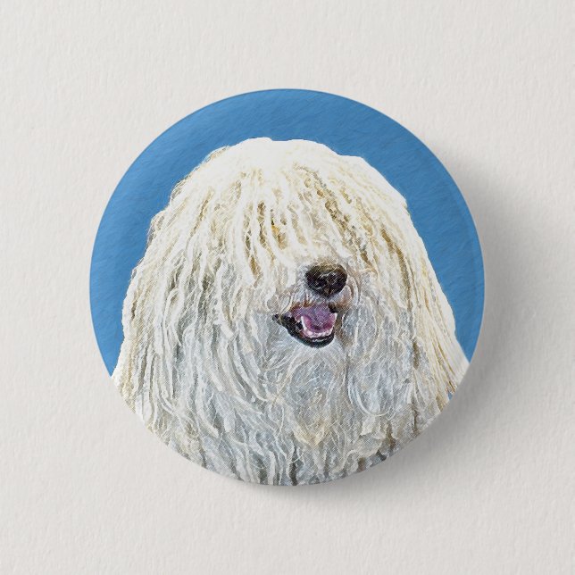 Puli Painting - Cute Original Hund Art Knapp (Framsida)