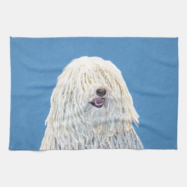 Puli Painting - Cute Original Hund Art Kökshandduk (Horisontell)