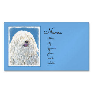 Puli Painting - Cute Original Hund Art Magnetiska Visitkort
