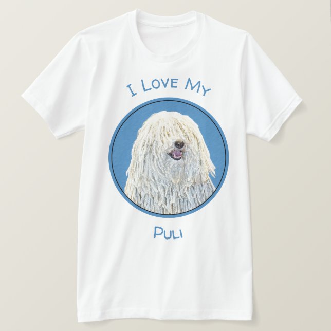 Puli Painting - Cute Original Hund Art T Shirt (Design framsida)