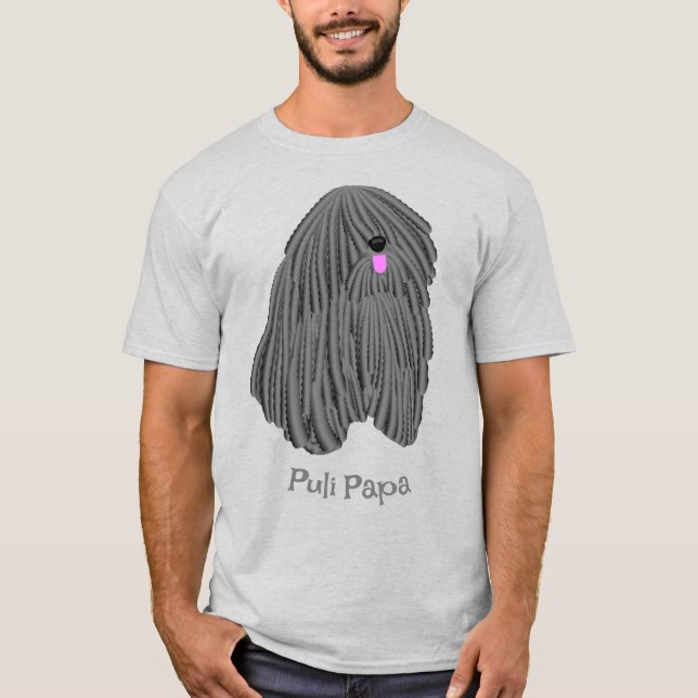 Puli Pappa Cute Puli Hund Tecknad T Shirt (Framsida)