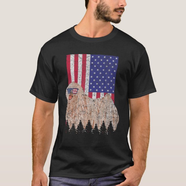 Puli Patriotic Hund USA Pride American Flagga T Shirt (Framsida)