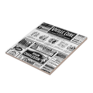 Pulicidad, periodico antiguo, blanco y negro kakelplatta