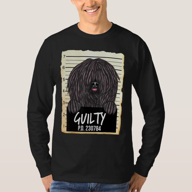 Pulik Guilty Hund Mugshot T Shirt (Framsida)