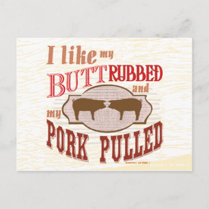 Pullad Bacon Butt Rubbed Gris Vykort