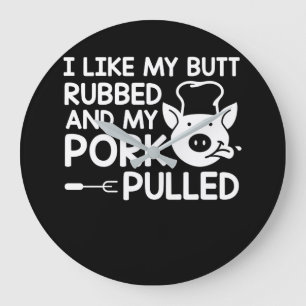 Pullad grillning av BBQ liknande butt Rubbed Gris Stor Klocka