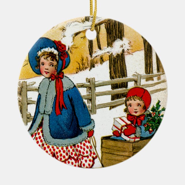 Pulling av Sled Julgransprydnad Keramik (Framsidan)