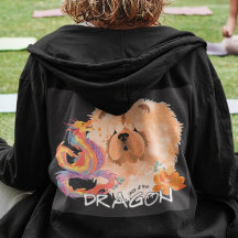 Pullover hoodie CHOW-konst på framsidan och baksid