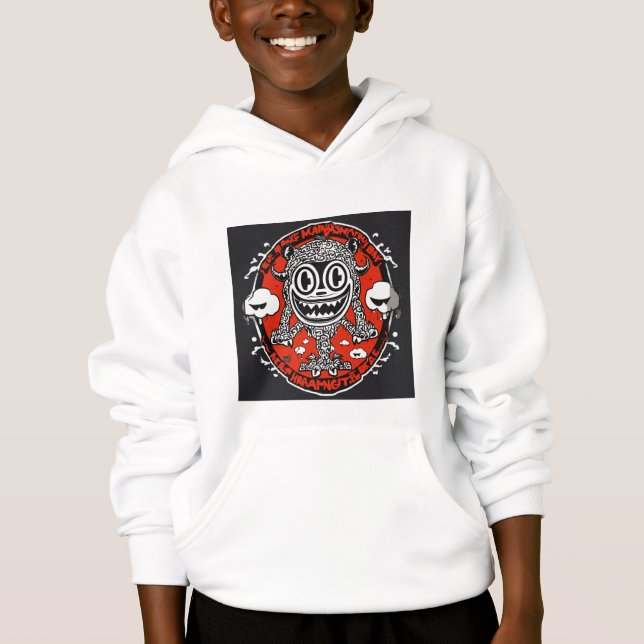 Pullover Hoodie med Herman Monster T Shirt (Framsida)