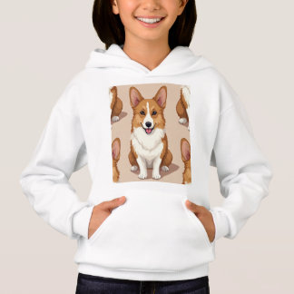 Pullover hoodie med Welsh Corgi-design. T Shirt