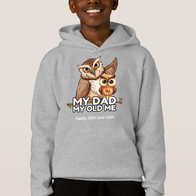 Pullover Hoodie : Min Pappa min gamla mig (grått) T Shirt (Framsida)