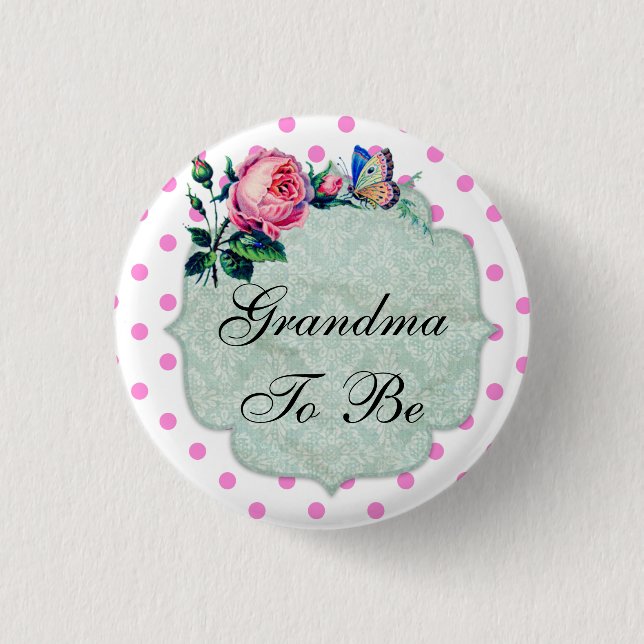 Pulma att vara Vintagens Blommigt Babyskuvknapp Knapp (Framsida)