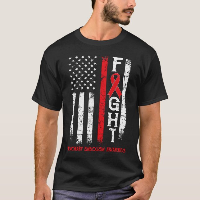 Pulmonell Embolism Warrior US Flagga T Shirt (Framsida)
