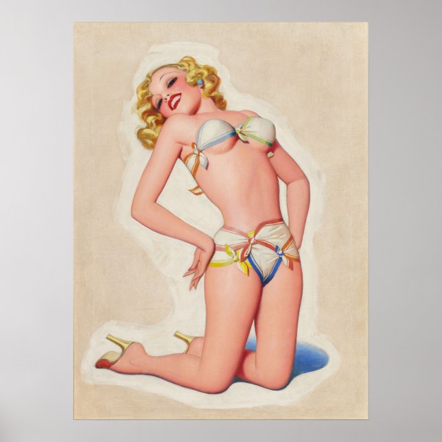 Pulp Blonde i Bikini-Pinupet Poster (Framsidan)