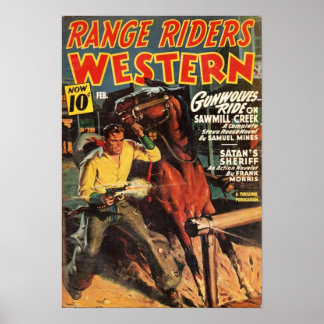 Pulp Cover Western Range Riders massa Art. Poster