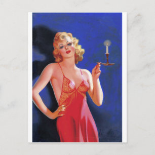 Pulp-detektiv Femme Fatale Vykort