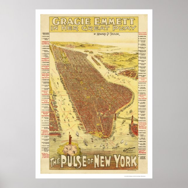 Puls av New York Karta 1891 Poster (Framsidan)