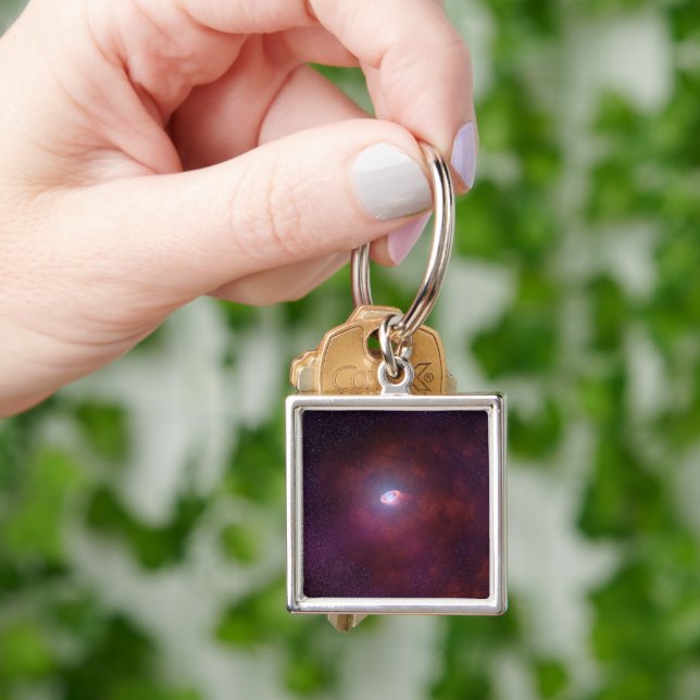 Pulsar Vind från en Neutron Star. Fyrkantig Silverfärgad Nyckelring (Hand)