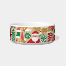 Pulsbehandlade Helgdag Katt Bowl - Festive Santas
