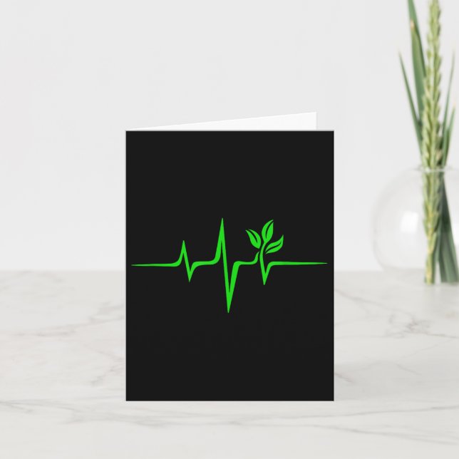 Pulse Grönt Heartslag Vegan Plant Träd Environment Kort (Framsida)