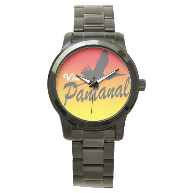 Pulseira de relógio Unisex Grande Preta Armbandsur (Framsida)