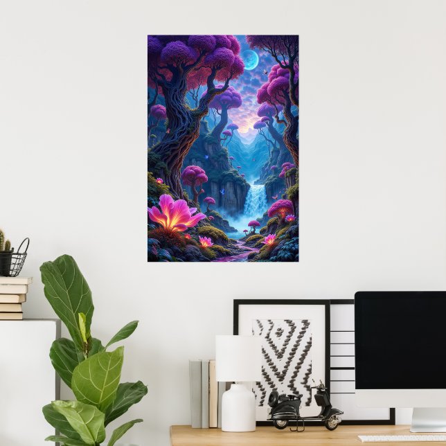 Pulserande glöd av surreal Jungle Poster (Hemmakontoret)