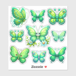 pulserande grönt-fjärilar klistermärken