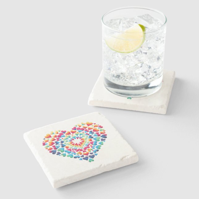 Pulserande hjärta Tie-Dye Stenunderlägg (Sidan)