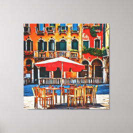 Pulserande italiensk kafé Art Print - Venice Piazz Canvastryck